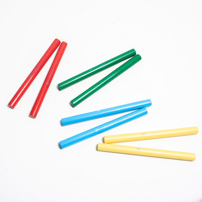 Set of 12 Pairs of Coloured Clapping Sticks Rhythm Village